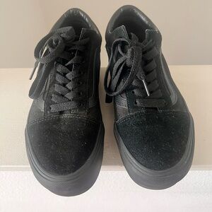 Vans Women’s Platform Black Low-Top Suede & Canvas Sneakers